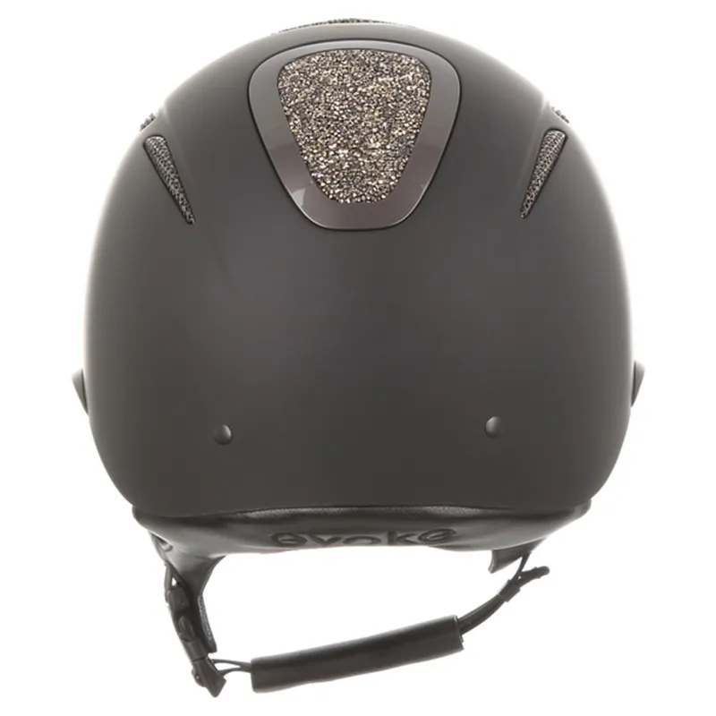 Evoke Elara Wide Peak Crystal Top Riding Helmet - Black/Gold-3