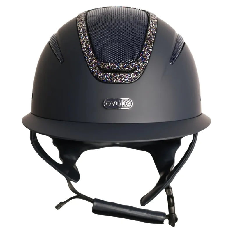 Evoke Elara Wide Peak Crystal Frame Riding Helmet - Navy/Navy-1