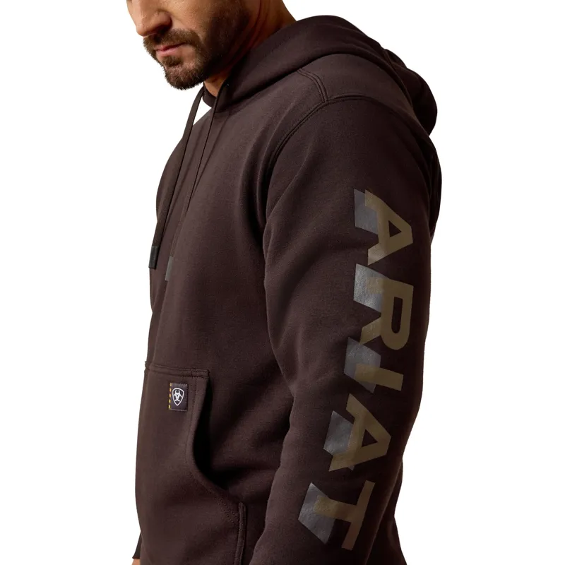 Ariat Rebar Men's Lightweight Logo Hoodie - Licorice/Canteen-2