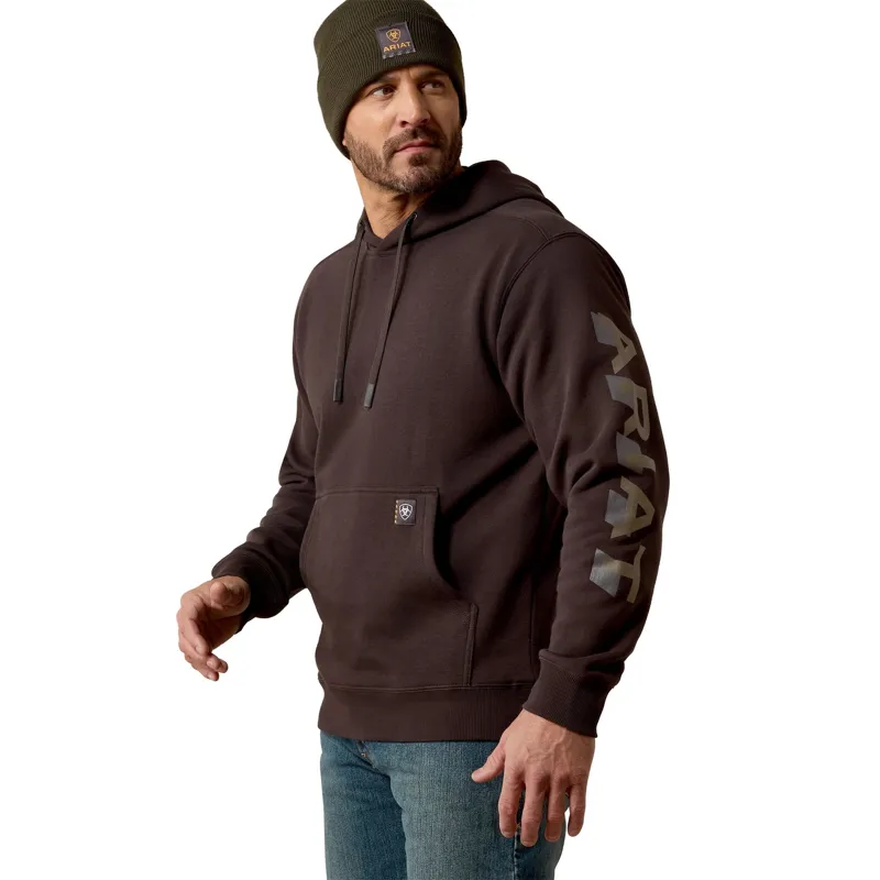 Ariat Rebar Men's Lightweight Logo Hoodie - Licorice/Canteen