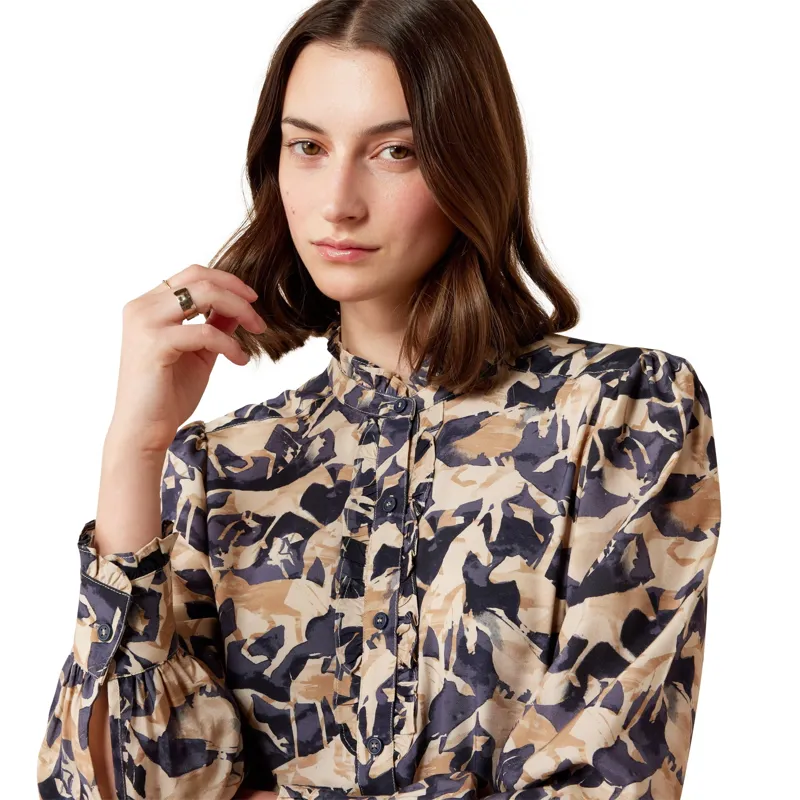 Ariat Country Cricklade Women's Blouse - Navy Coincide Print-3