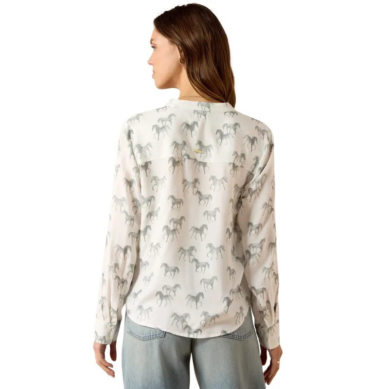 Ariat Thronbeck Women's Blouse - Gray Horse Print-1