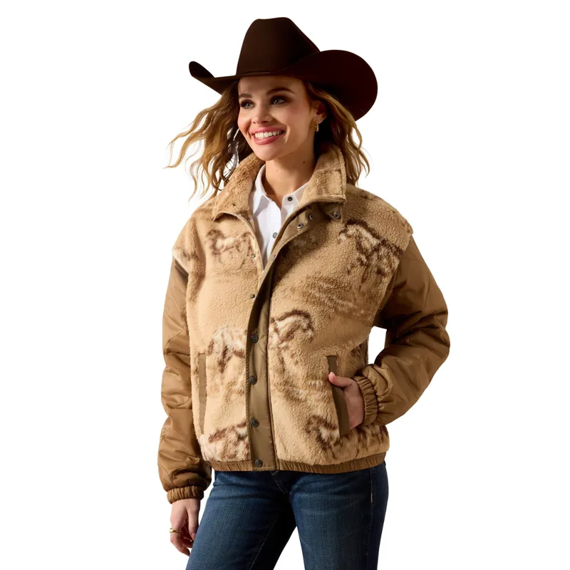 Ariat Sherpa Blocked Women's Jacket - Wild Horses Print/Tigers Eye