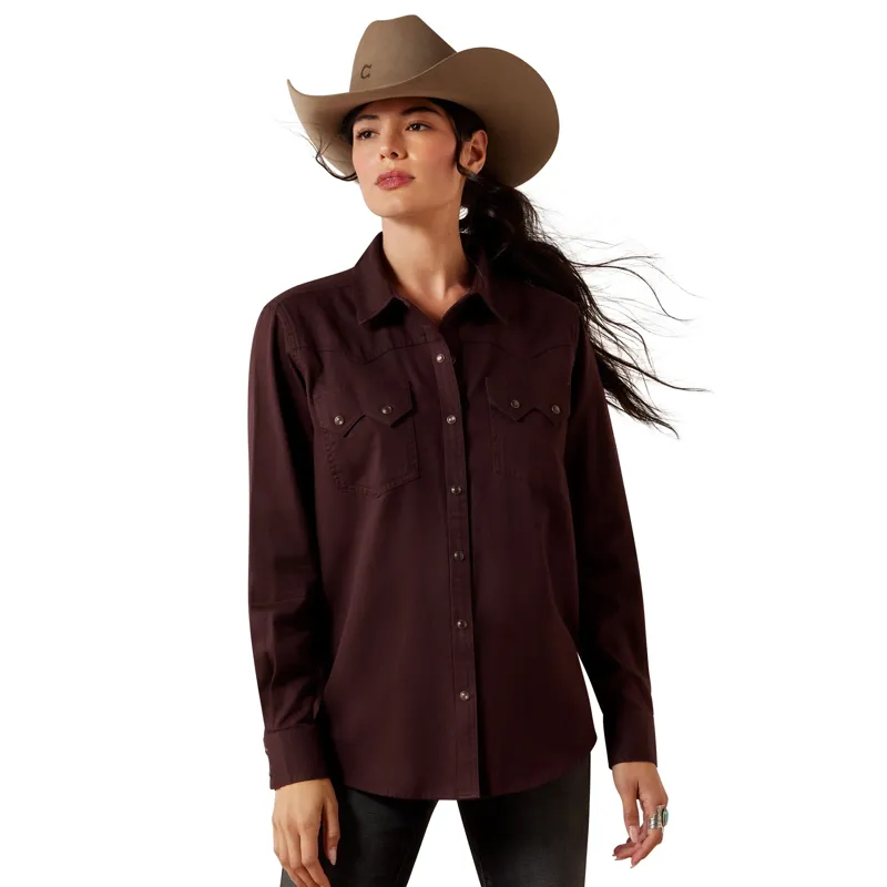 Ariat Earthbound Womens Western Snap Shirt - Chocolate Plum