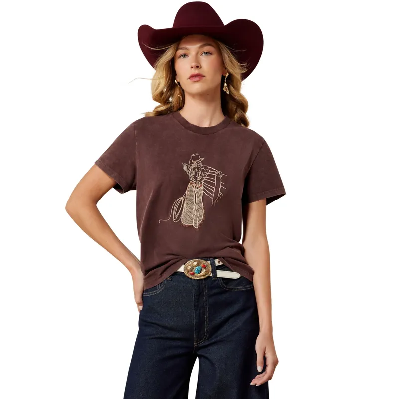 Ariat Rebel With A Cause Womens Tee - Chocolate Plum