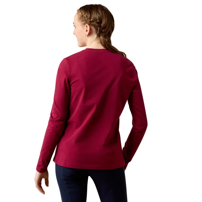 Ariat Painted Dream Junior Girls Long Sleeve Tee - Beet Red-1