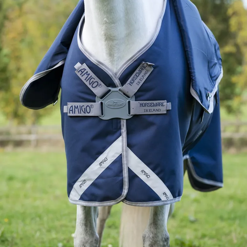 Amigo 1200D FieldSafe Plus 50g Turnout Blanket - Navy/Titanium Grey/Silver-6
