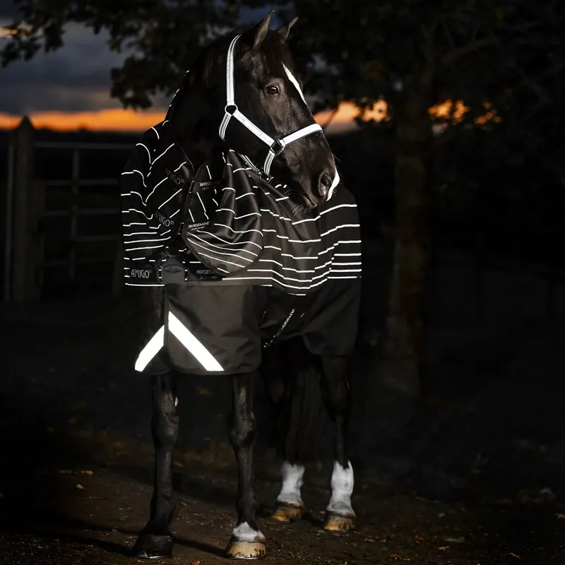 Amigo 1200D FieldSafe Reflectech Plus 0g Turnout Blanket - Black/Reflective