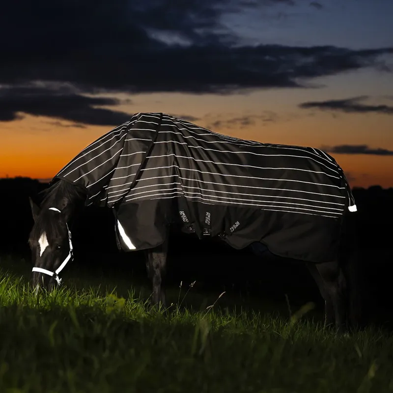 Amigo 1200D FieldSafe Reflectech Plus 0g Turnout Blanket - Black/Reflective-2