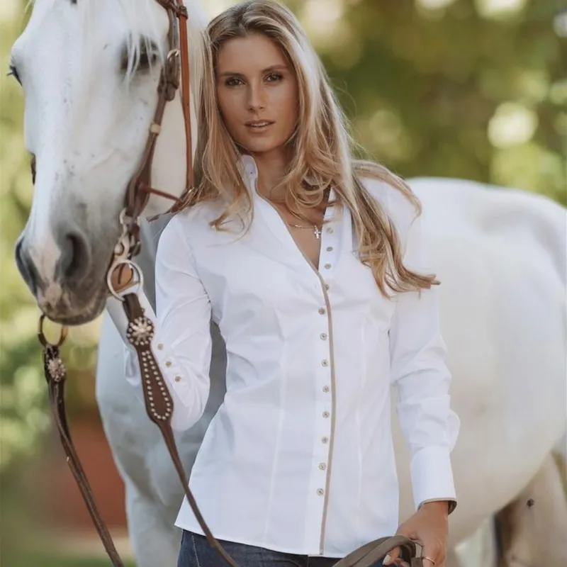 Fior Da Liso Sara London Womens Shirt - White/Beige-3