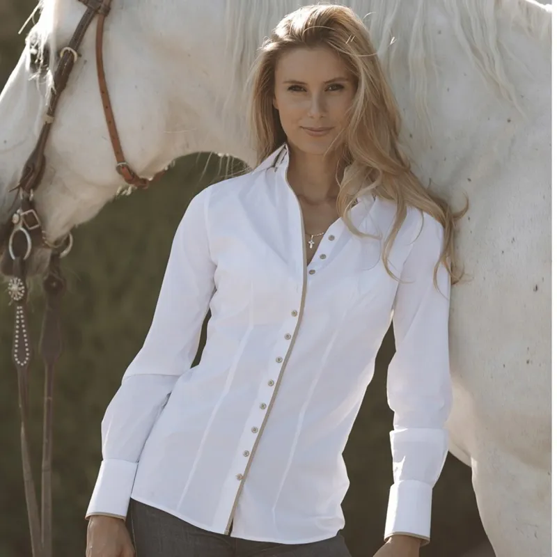 Fior Da Liso Sara London Womens Shirt - White/Beige-1