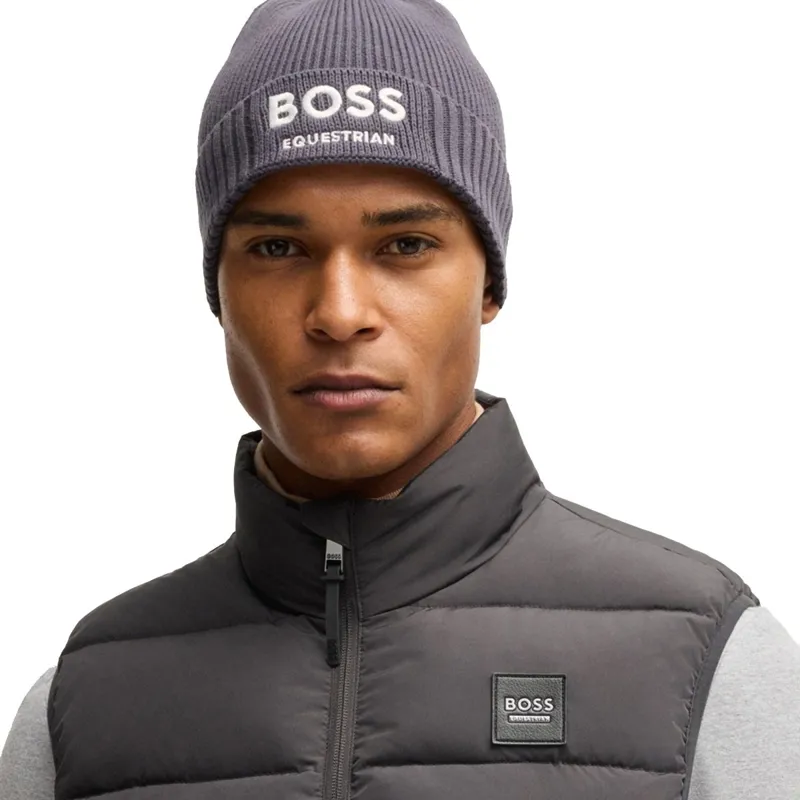 BOSS Equestrian Fisher Beanie Hat - Dark Grey-2