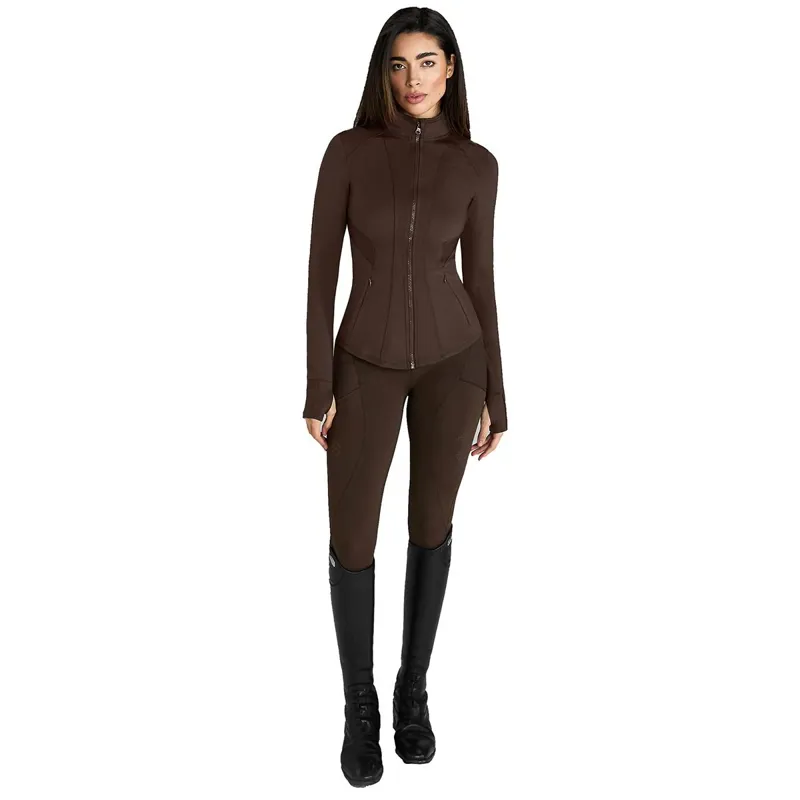 Aztec Diamond Fitted Women's Jacket - Mocha-5