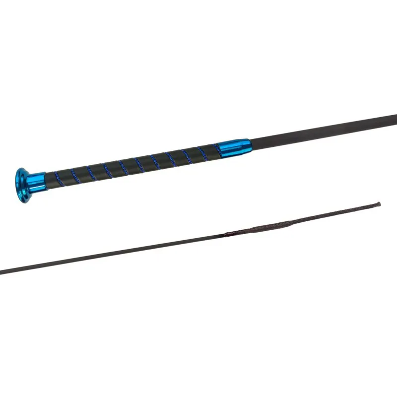Fleck Silk Touch Ultrasoft Grip Crystal Dressage Whip - Black/Blue