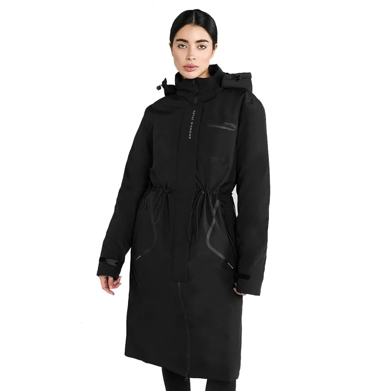 Aztec Diamond Fleece Lined Women's Rain Jacket - Black
