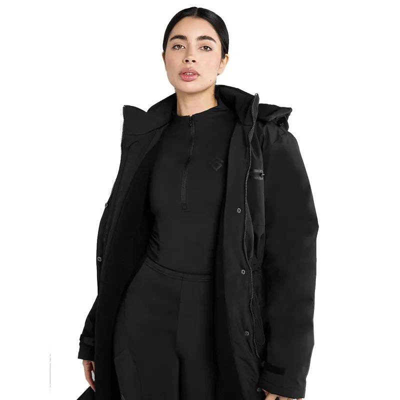 Aztec Diamond Fleece Lined Women's Rain Jacket - Black-4