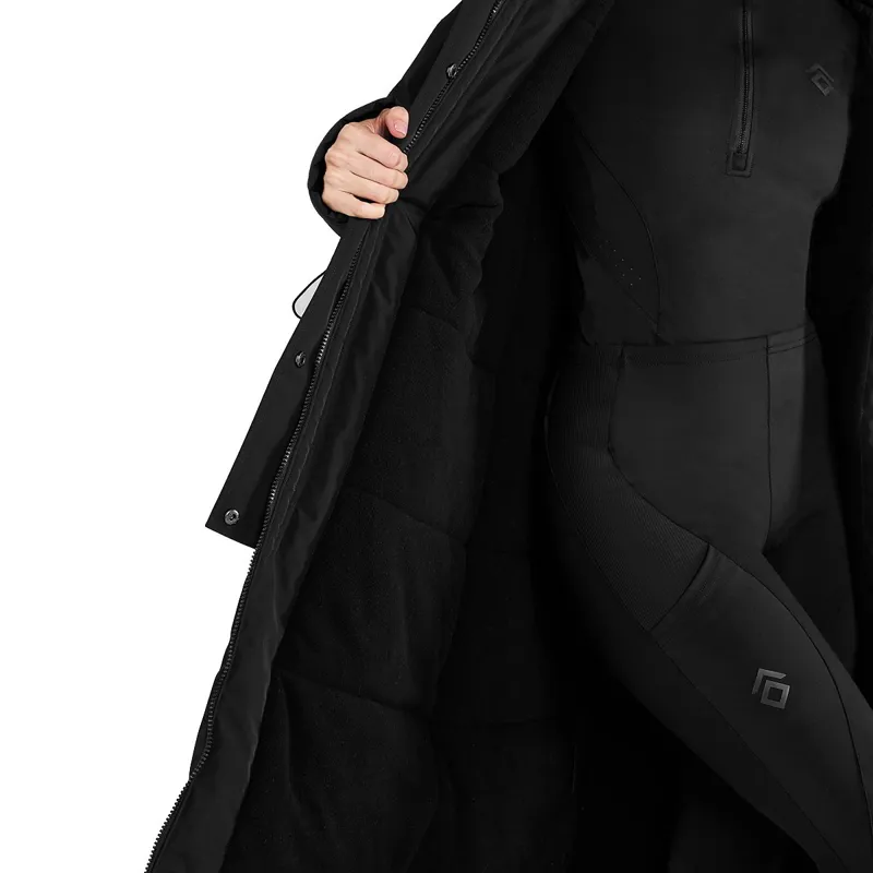 Aztec Diamond Fleece Lined Women's Rain Jacket - Black-2