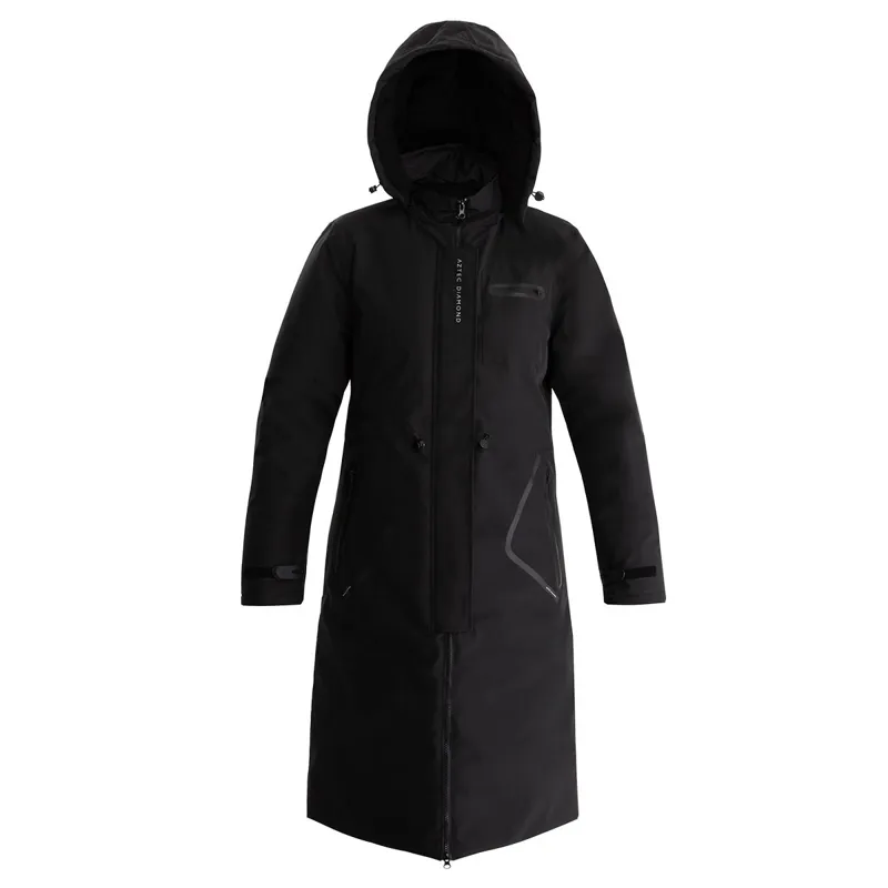 Aztec Diamond Fleece Lined Women's Rain Jacket - Black-1
