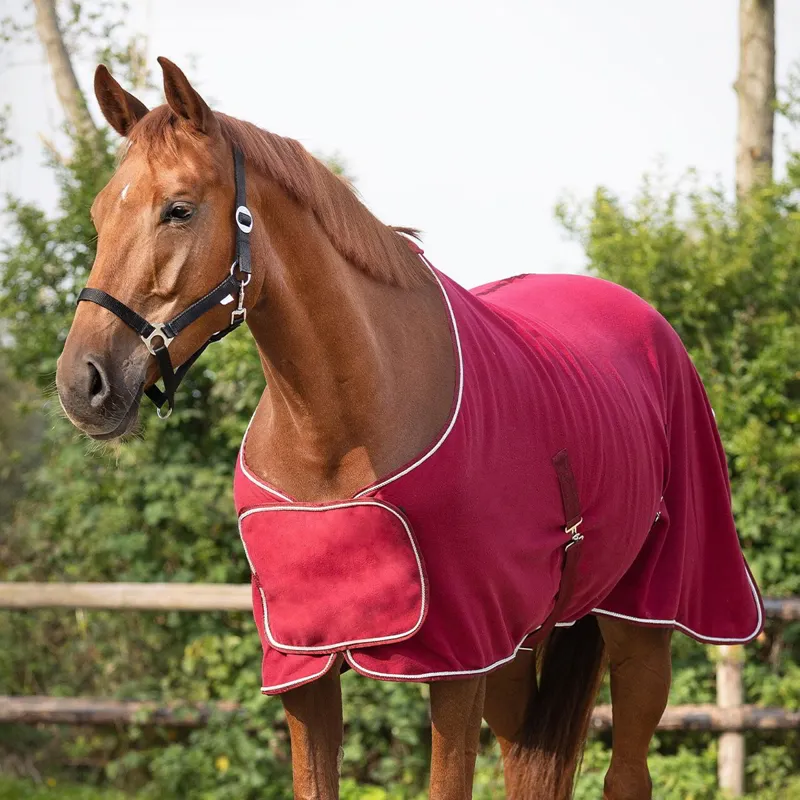 QHP Fleece Show Cooler - Burgundy/Silver-1