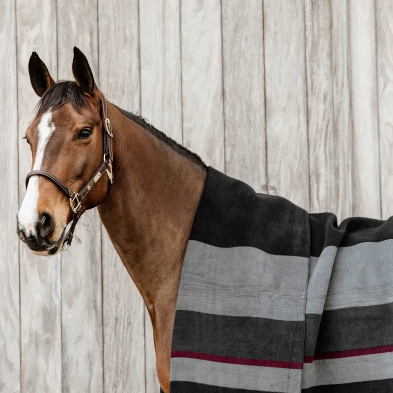 Kentucky Square Heavy Fleece Striped Blanket - Black/Grey-1