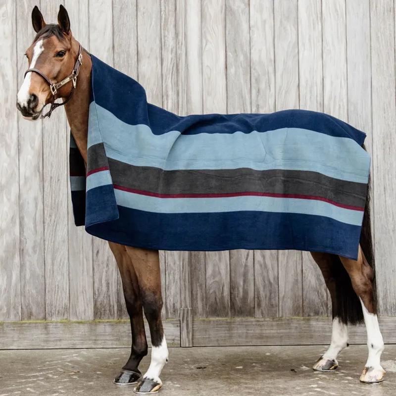 Kentucky Square Heavy Fleece Striped Blanket - Navy/Grey