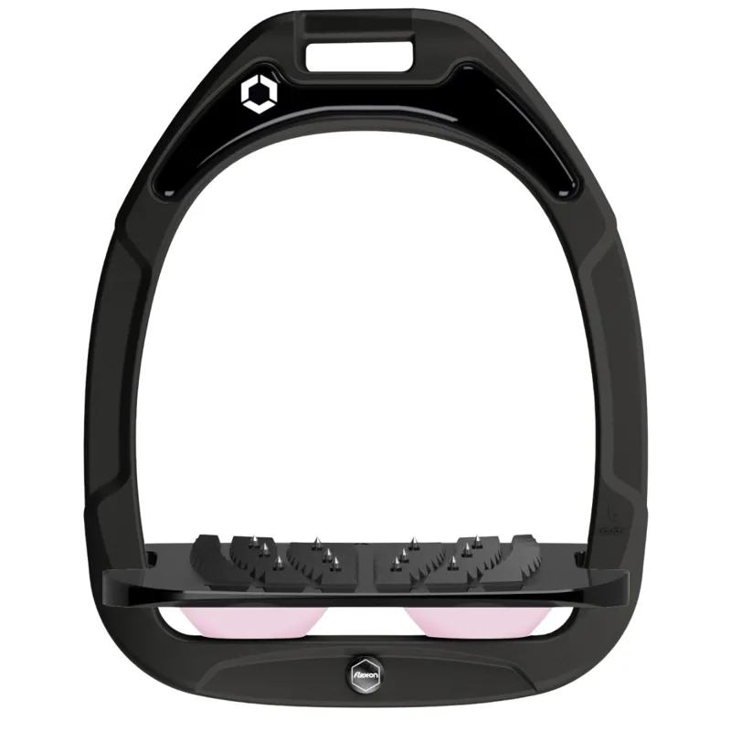Flex-on Green Composite Ultra Grip Stirrups - Black/Black/Light Pink