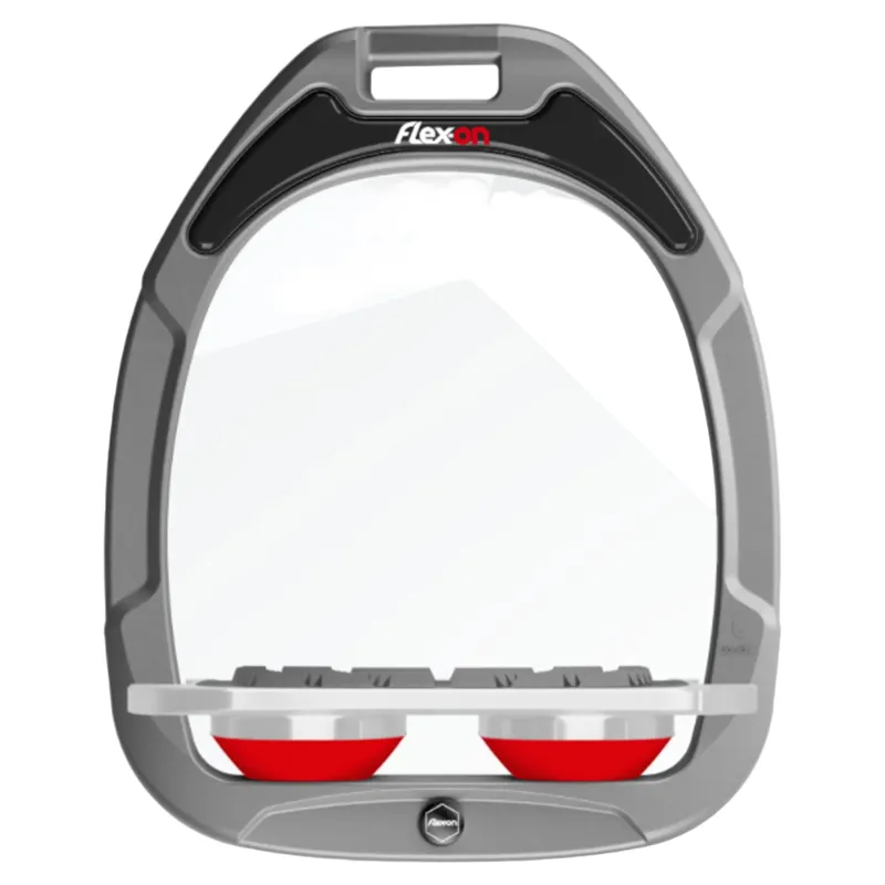 Flex-On Green Composite Grip Stirrups - Silver Gray/Red/Red Glitter-1