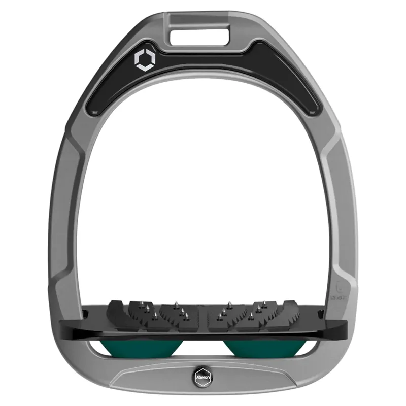 Flex-On Green Composite Ultra Grip Stirrups - Silver Grey/Black/Green