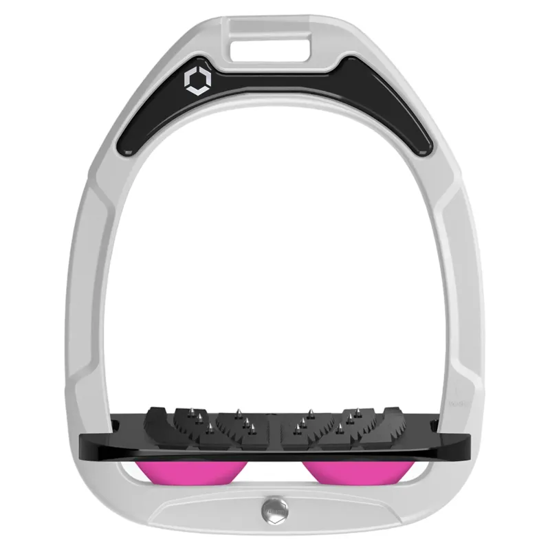 Flex-On Green Composite Ultra Grip Stirrups - White/Black/Pink