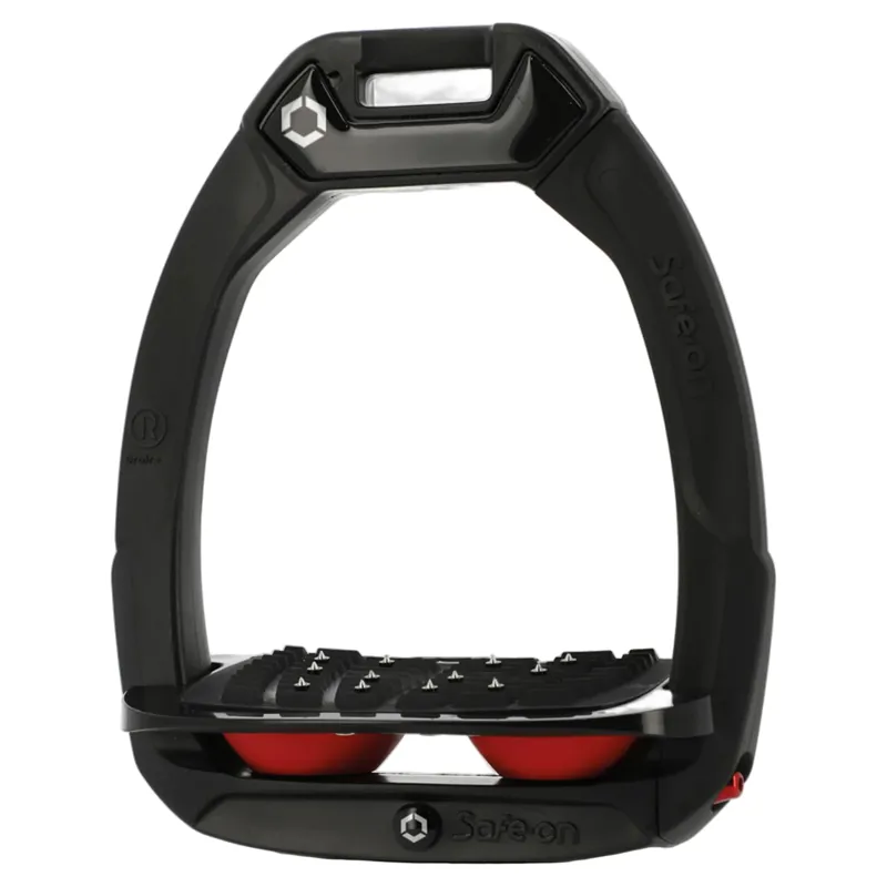 Flex-On Safe-On Ultra Grip Safety Stirrups - Black/Black/Red