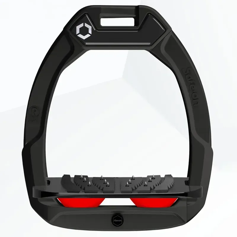 Flex-On Safe-On Ultra Grip Safety Stirrups - Black/Black/Red-1