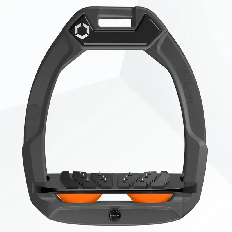 Flex-On Safe-On Ultra Grip Safety Stirrups - Dark Grey/Black/Orange-1