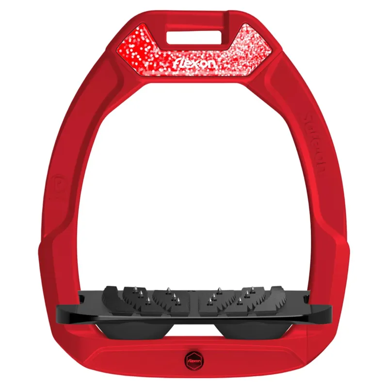 Flex-On Safe-On Ultra Grip Safety Stirrups - Red/Black/Red Glitter-1