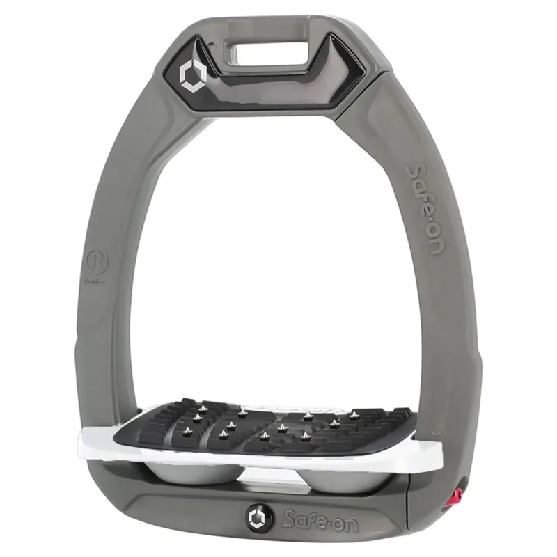 Flex-On Safe-On Ultra Grip Safety Stirrups - Silver Grey/White/Grey