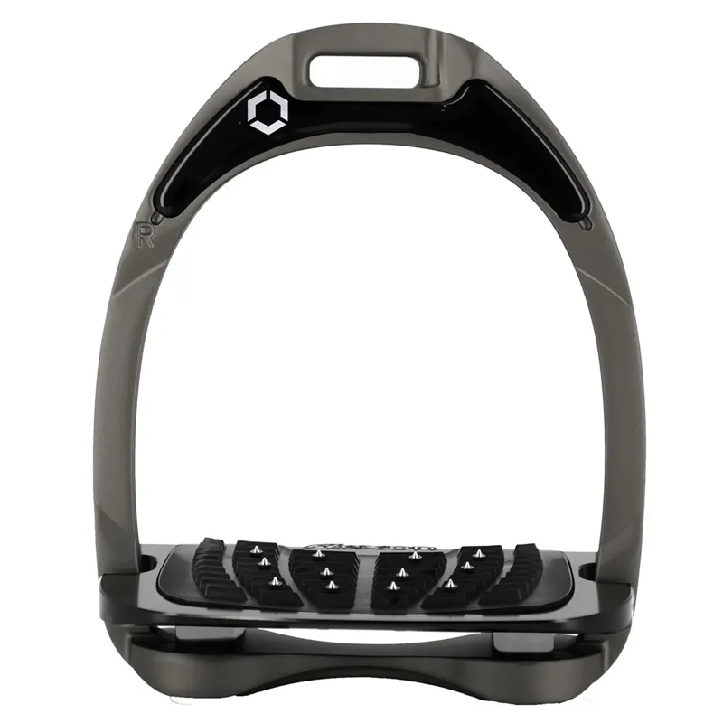 Flex-On Aluminum Ultra Grip Stirrup Irons - Dark Grey/Aluminum/Grey