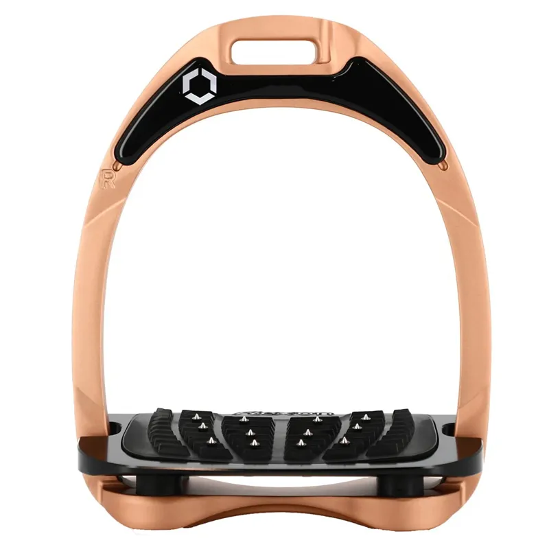Flex-On Aluminum Ultra Grip Stirrup Irons - Rose Gold/Black/Black