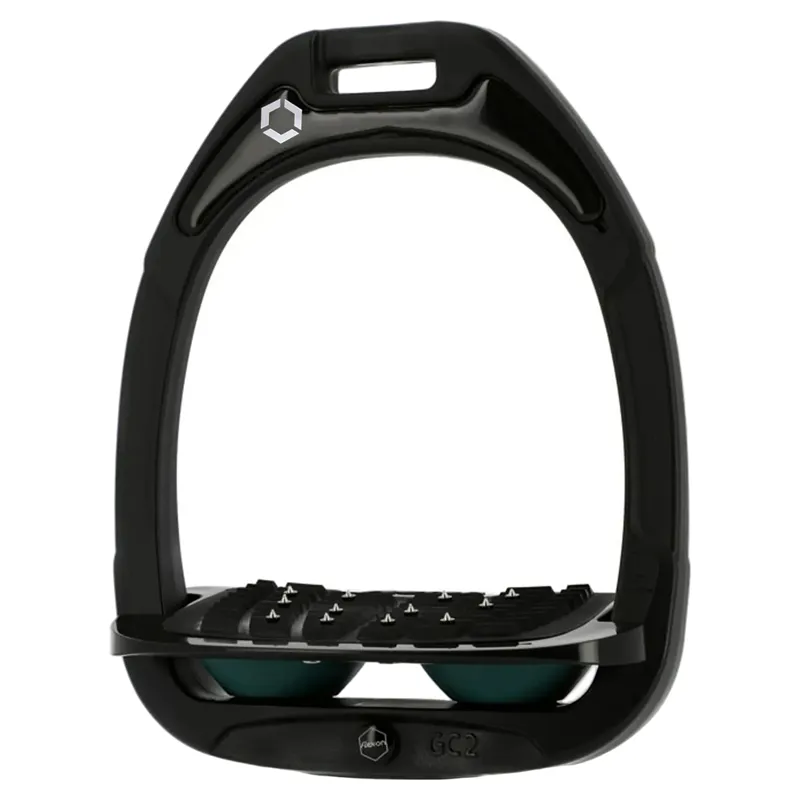 Flexon Green Composite Ultra Grip Stirrups - Black/Black/Dark Green-1