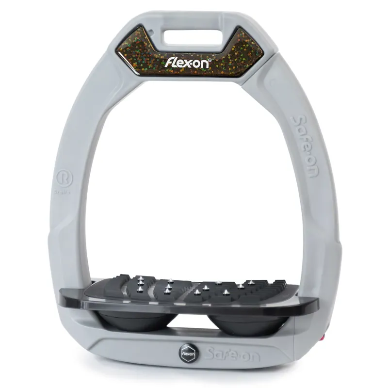 Flex-On Safe-On Ultra Grip Stirrups - Gray/Black/Black/Black Glitter