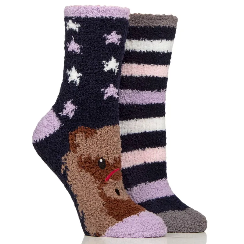 Sockshop Wild Feet Cozy Lounge Junior Socks 2 Pack - Pony