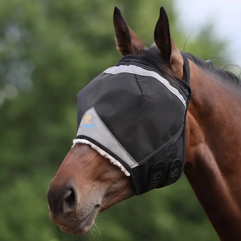 Shires FlyGuard Pro Fine Mesh Earless Fly Mask - Jet