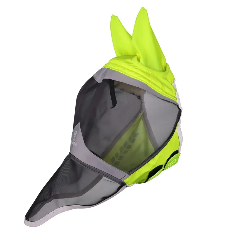 Shires FlyGuard Pro Hi-Viz Fine Mesh Fly Mask with Ears/Nose - Yellow-1