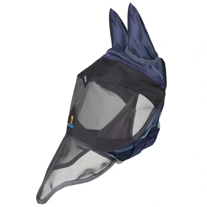 FlyGuard Pro Deluxe Fly Mask with Ears and Nose - Navy-1