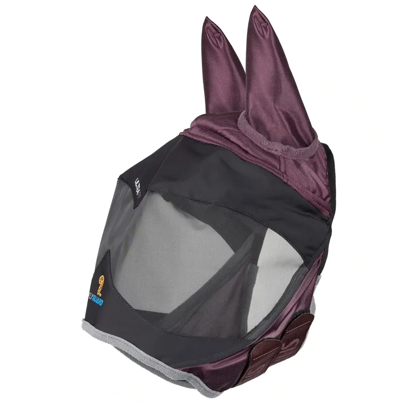 Shires FlyGuard Pro Deluxe Fly Mask with Ears - Black Cherry-1
