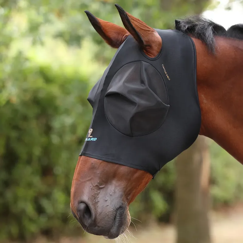 Shires Flyguard Pro Stretch Fly Mask with Ear Holes - Jet