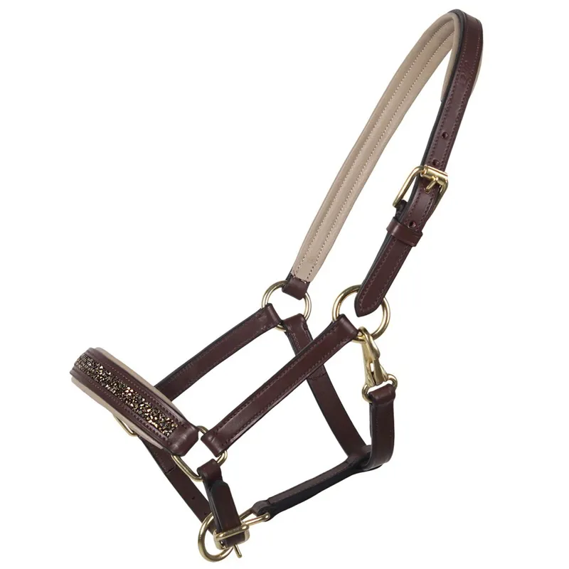 QHP Lupine Leather Foal Halter - Brown/Beige