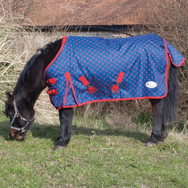 Rhinegold Torrent Foal/Small Pony 0g Turnout Blanket - Navy/Red Spot