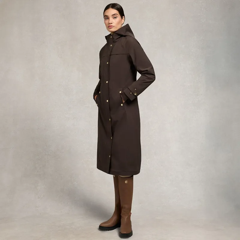 Holland Cooper Folgate Women's Long Waterproof Raincoat - Chocolate-1