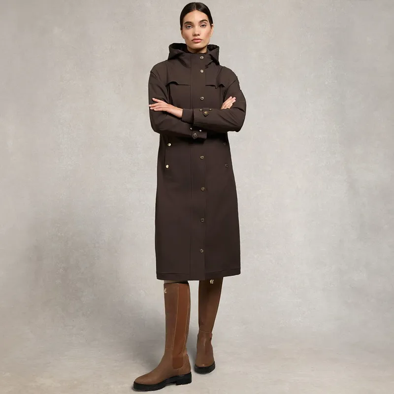 Holland Cooper Folgate Women's Long Waterproof Raincoat - Chocolate-6