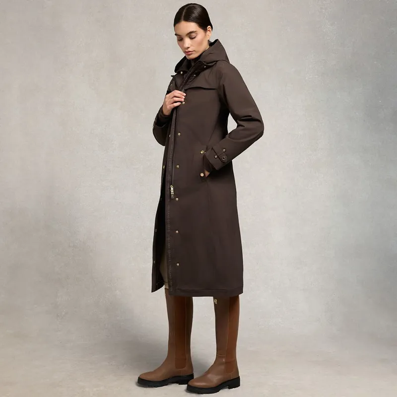 Holland Cooper Folgate Women's Long Waterproof Raincoat - Chocolate-3