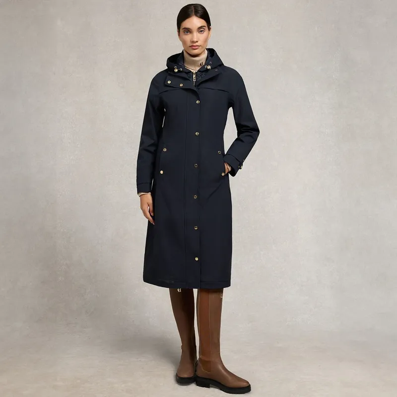 Holland Cooper Folgate Women's Long Waterproof Rain Coat - Ink Navy
